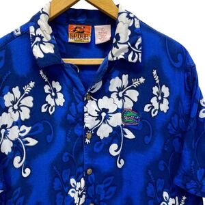 Spike Florida Gators Hawaiian Shirt Mens Large Blue Rayon Floral Camp Button Up